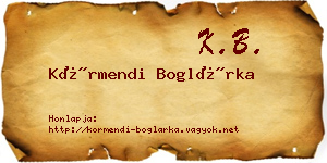 Körmendi Boglárka névjegykártya