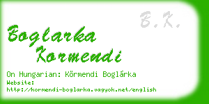 boglarka kormendi business card